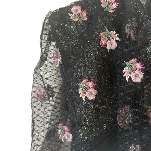 Saloni NWT Jemi Crop Black and Pink Layered Mesh - Picture 11 of 11